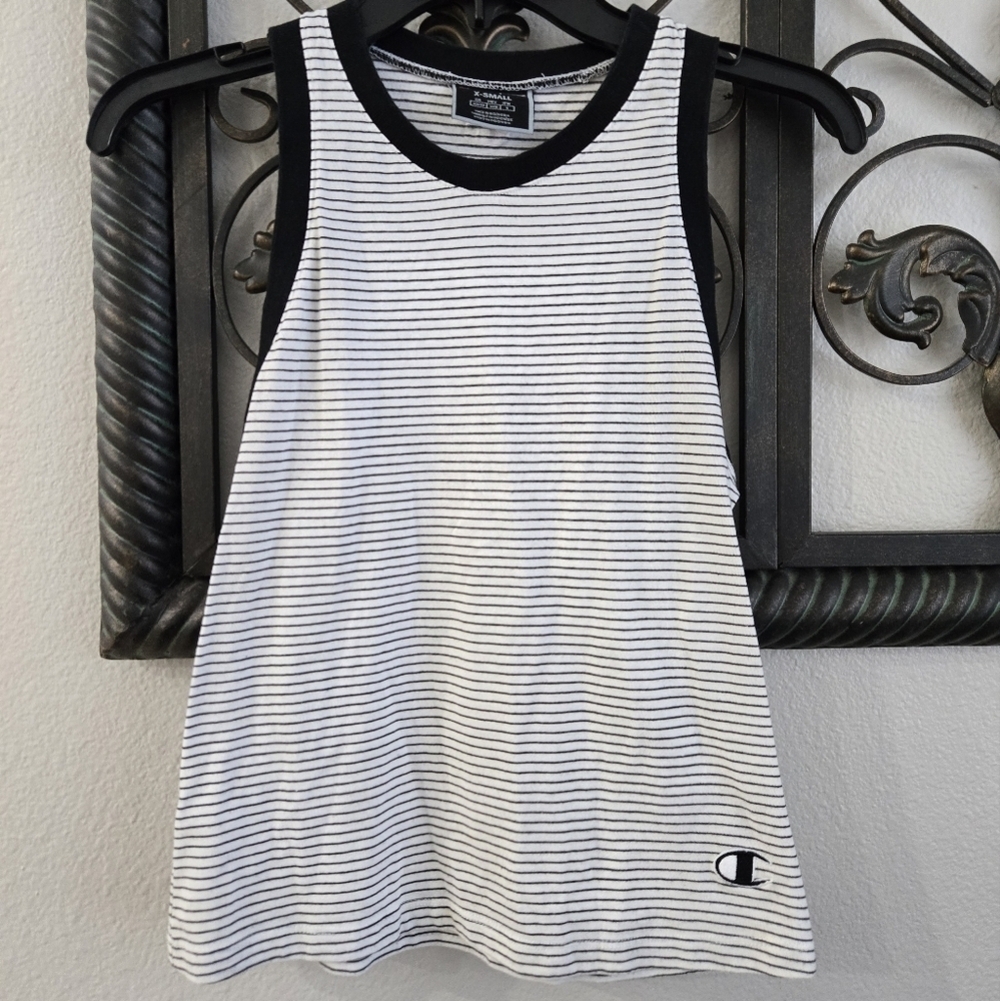 Champion Black and White Striped Tank Top - Picture 2 of 8